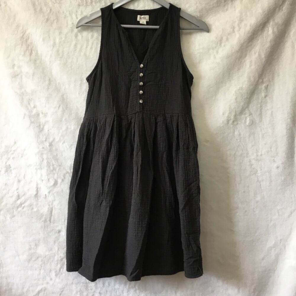 UpWest Dark Gray Sleeveless Button-Front Gauze Mini Dress